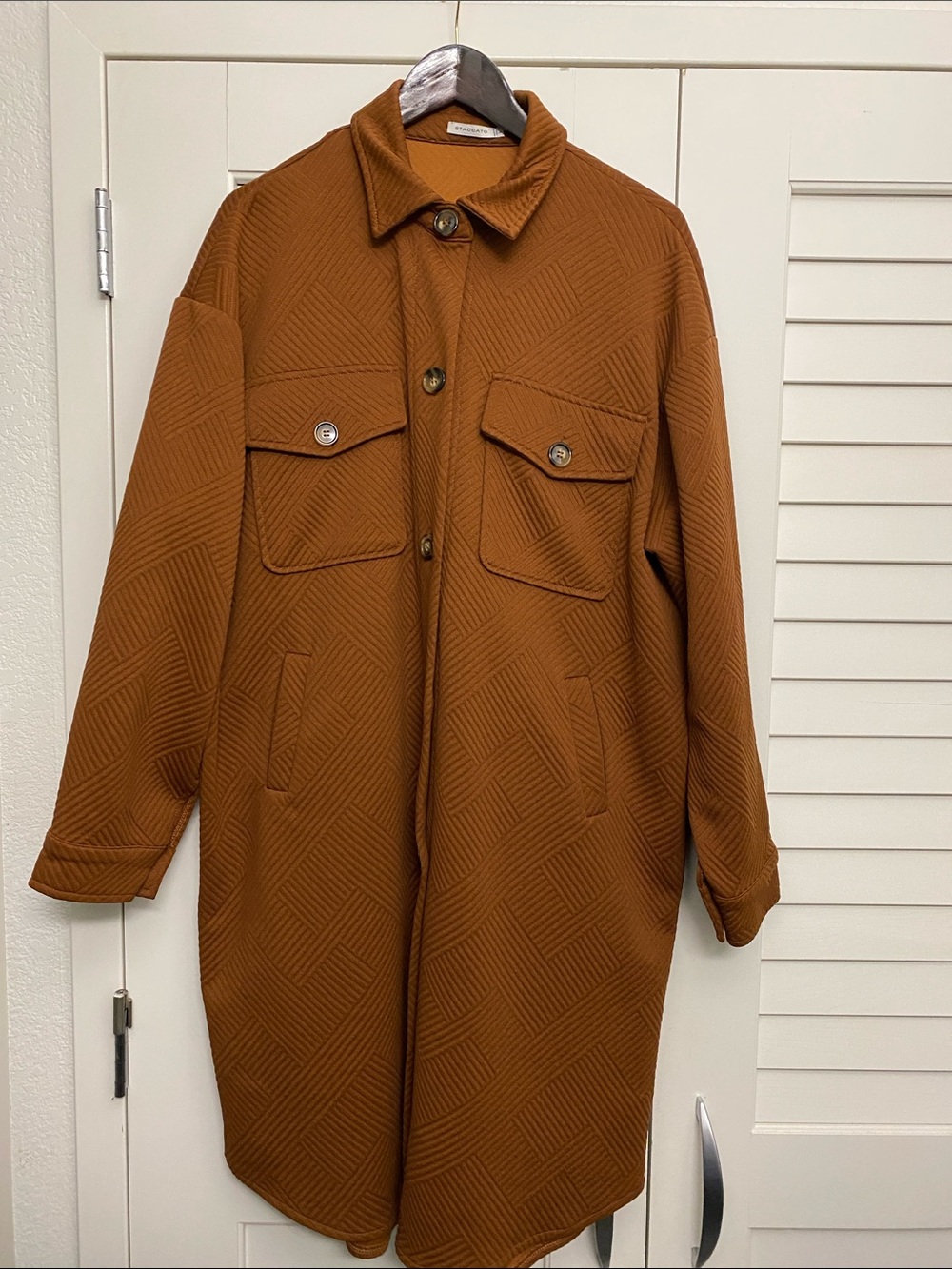 Staccato Wonen’s Quilted Shacket in Rust - Size L.
